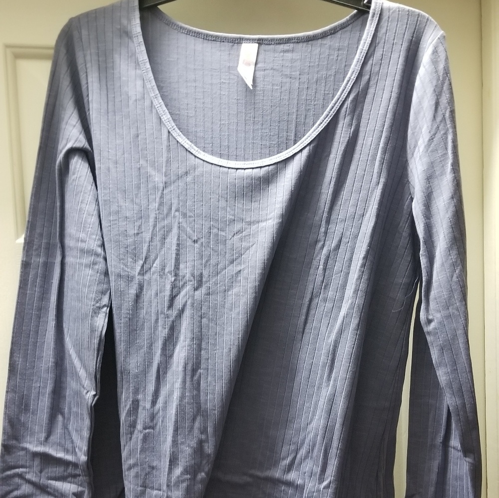 Lularoe Lynnae slate blue top M NWT ribbed shirt